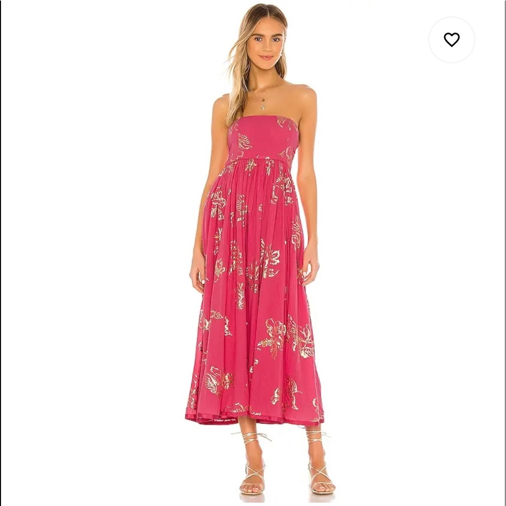 Free People Baja Babe Midi Dress in Hot Pink Combo